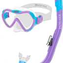 Body Glove Aquatic - Grape Youth - Mask and Snorkel Combo - Snorkeling, Diving, and Swimming-Adult-Tempered Glass-Silicone-Flex Tube-Snorkel Dry top-Splash Guard