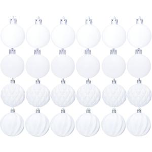 Christmas Ball 16ct 3.15 Inches White Mini Xmas Hanging Ornaments for Trees Wreath Garland Wedding Party Home Office Shop Decorations Tier Tray Vase Filler