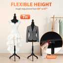 FDW Manikin 60-67Height Adjustable Female Dress Model Display Torso Body Tripod Stand Clothing Forms (Black, 60-67 Inches)