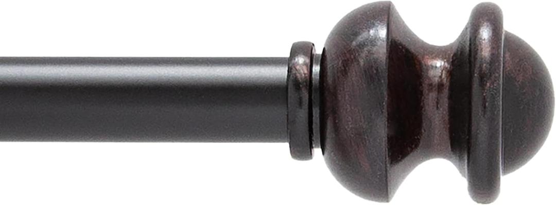 Kenney Kendall Knob Window Curtain Rod, Adjustable 28-48 Inch, Antique Rust Brown
