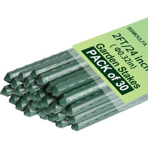 Garden Stakes 24 Inch, 2ft Metal Plant Stakes 30 Pack for Gardening and Farm, Plastic Coated Plant Support for Tomato, Cucumber, Bean, Flower, Potted More Climbing Plants