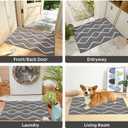Mud Mats for Dogs Large, Dirt Trapper Mud Mats for Dogs Indoor Entrance for Food and Water Non-Slip Dog Bed Machine Washable Door Mat Indoor for Muddy Paws 35"x24" Grey (Grey Wave Pattern)