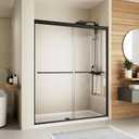Shower Door,Royal Guard 44-48" W x 70" H Semi-Frameless Double Sliding Glass Shower Door with 1/4'' (6mm) Clear SGCC Tempered Glass,Bypass Shower Enclosure,Matte Black
