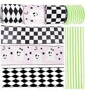 Amazon.com: Meseey Black and White Glitter Diamond Check Wired Edge Ribbon 2.5" x 20 Yards Christmas Decorative Ribbons for Halloween Fall Tree Wrapping DIY Crafts (Black Glittery Diamond Checkered) : Health & Household