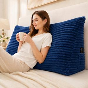 Headboard Pillow Queen, Headboard Wedge Pillow, Navy Blue