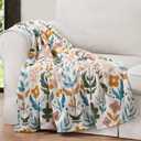 Jessica Simpson Plush 50"X70" Throw Blanket - Mila Floral - Luxurious Plush Blanket for Ultimate Comfort and Cozy Warmth