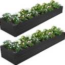 ZUNUDA 2PCS 12x2x1ft Galvanized Raised Garden Bed Kit,Gardening Planter Box
