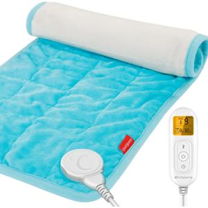 Comfytemp Weighted Heating Pad for Period Cramps & Back Pain Relief, FSA HSA Eligible, 2.2lb Menstrual Heating Pad, Mothers Day Gifts for Mom/Women/Wife, 12" x 24" Electric Heat Pad with 9 Heat Level (Light Blue)