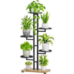 iDavosic.ly 5 Tier Plant Stand Indoor Outdoor, Tiered Corner Multiple Flower Pot Holder Shelf, Metal 40 Inch Tall Display Rack for Patio Porch Living Room Garden Balcony Bedroom, Black