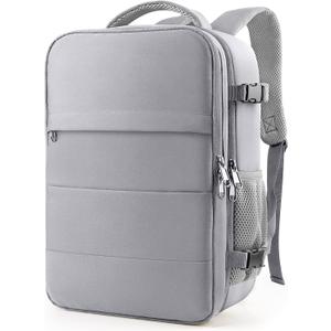 HOTOR Travel Backpack - Flight Approved Travel Bag for Men and Women, Carry on Luggage for 15.6" Laptop and Travel Essentials for Work, Business, Weekender, College 12.8"x8.3"x18.5", Grey