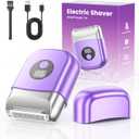 Cordless Electric Razors for Women, Travel Electric Shaver with LED Display, Rechargeable Body Trimmer Shaver for Private Area, Face Underarms Bikini,Lips,arms, Legs (Purple)