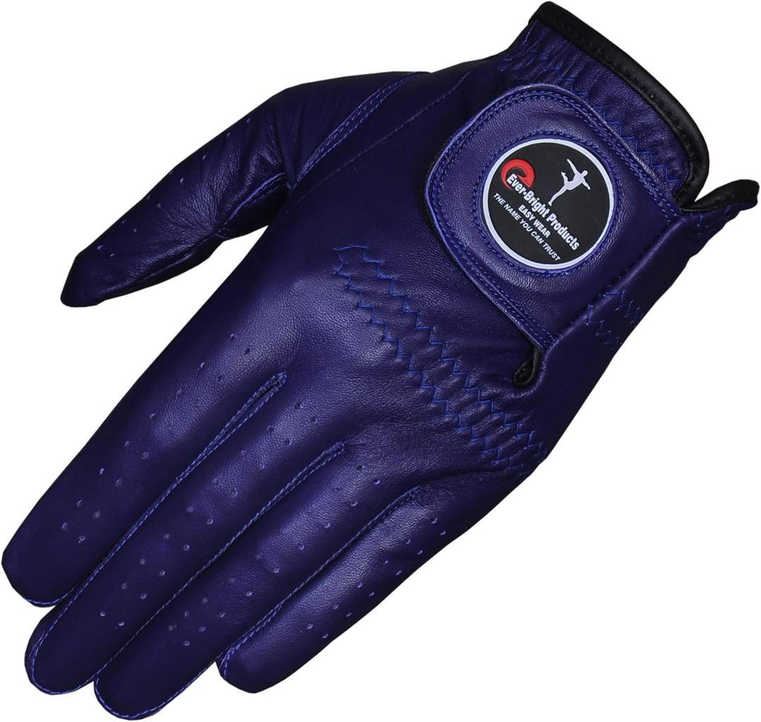 Ever-Bright Men's Golf Gloves OptiColor Premium Leather Golf Glove . (Purple)