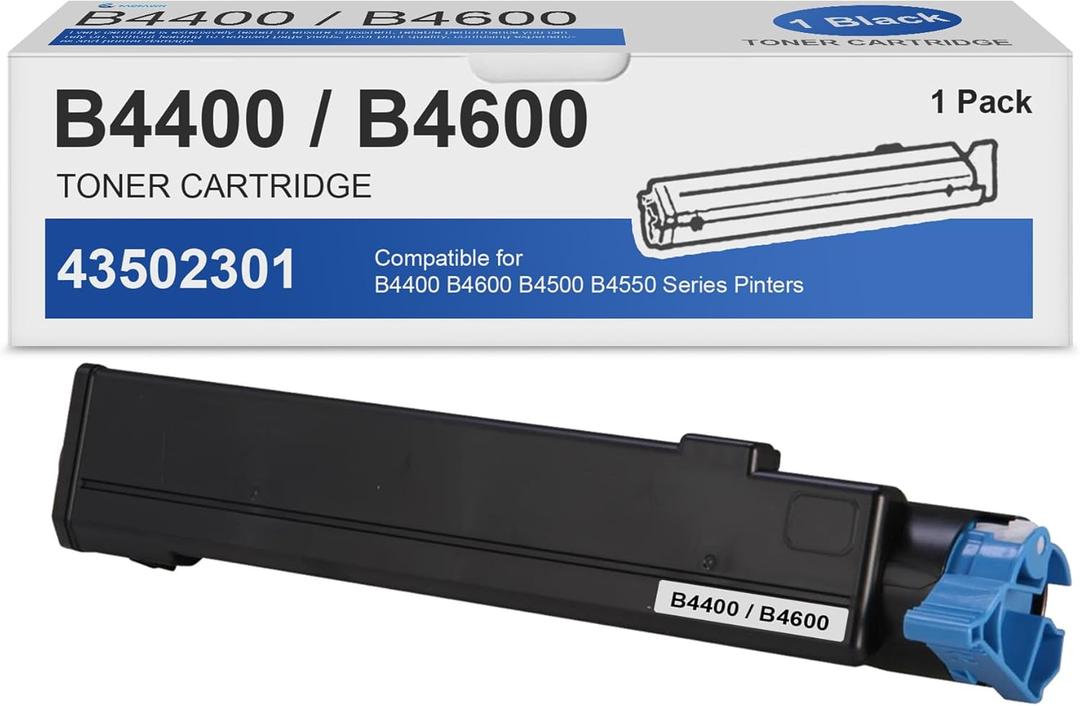 B4600/B4400 Toner Cartridges 1 Pack: Compatible 43502301 Toner Cartridge Replacement for OKI B4400 B4600 B4500 B4550 Series Printer