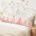 SNNDER Pink Christmas Tree 20x54 Body Pillow Cover with Zipper, Preppy Girly Christmas Room Decor, Watercolor Xmas Pine Tree Decorative Long Hug Pillow Cases for Bed Couch