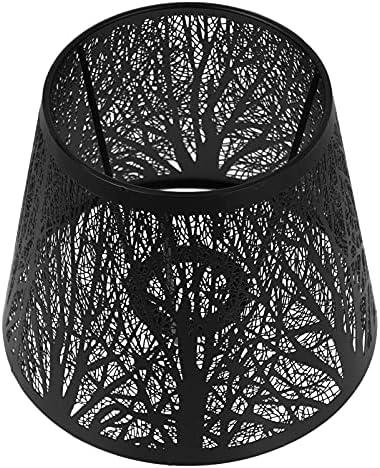 Lurrose Metal Forest LampShade Metal Lamp Shades E27 Modern Drum Lampshades Barrel Lamp Cover Tree Shadow Lampshade for Bedroom Table Floor Light, Black Decorative Lampshade Table Lamp Cover