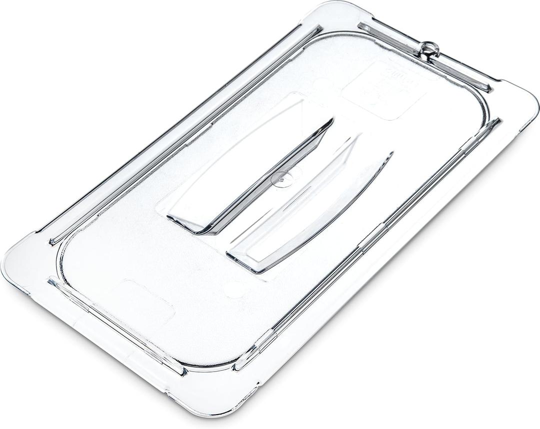 Carlisle FoodService Products StorPlus Handled Lid, Cover for 1/3 Size Food Pans, 12.75" x 7", 6 Count, Clear