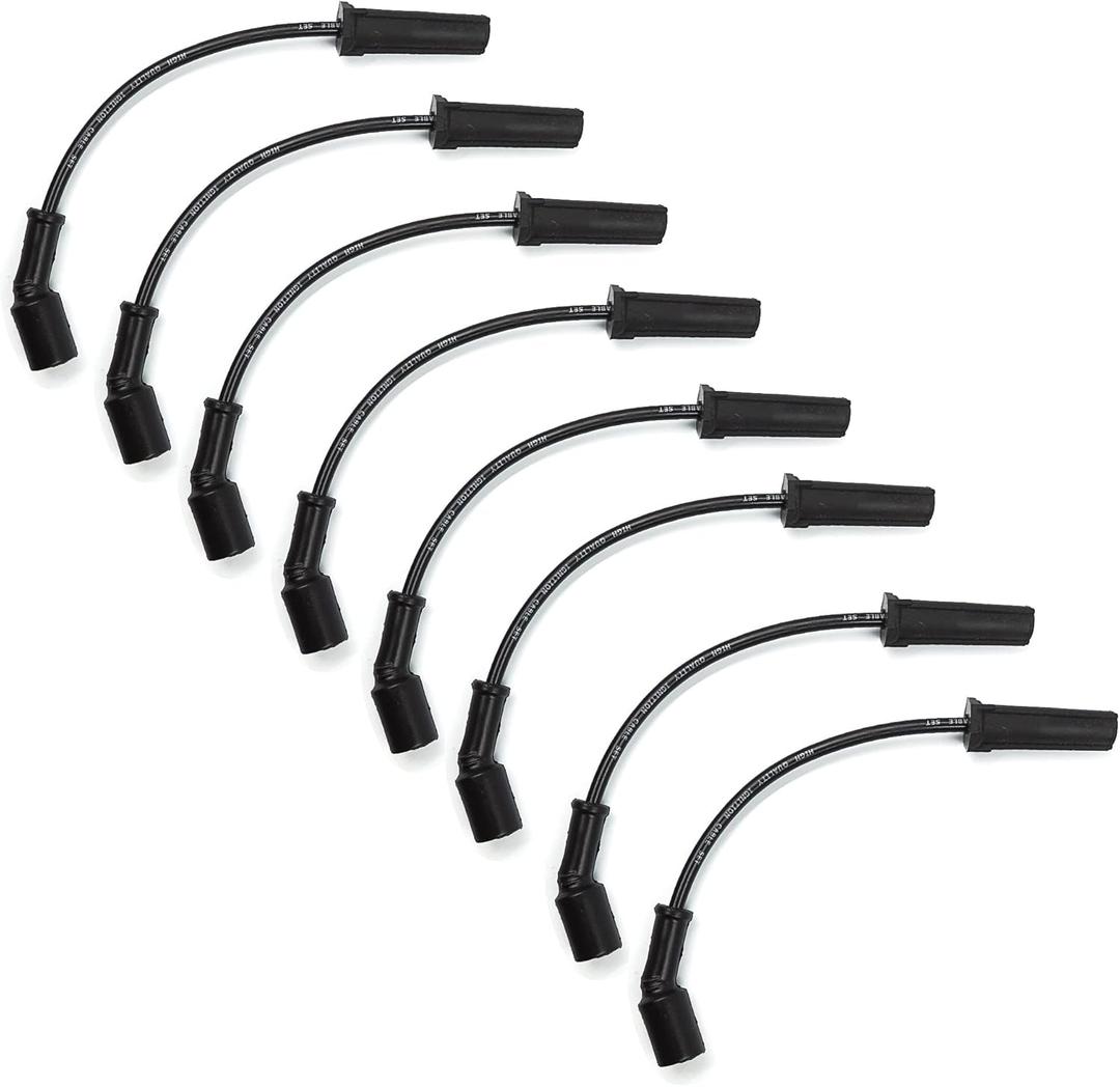 HiSport Spark Plug Wire Set 9748HH - Compatible with 1999-2012 Cadillac Escalade Chevy Silverado Suburban Tahoe GMC Sierra Yukon, Replaces 88862385 88862122 19351571