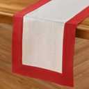 5 x Solino Home Linen Table Runner 36 Inches - 100% Pure Linen Red and Natural Small Table Runner 14 x 36 Inch Ideal for Dresser and Coffee Tables - Mothers Day, Winter - Contempo