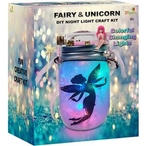 Make Your Own Unicorn & Fairy Lantern Jar Night light Arts and Crafts for Kids, Best Birthday Gifts for Girls Ages 3 4 5 6 7 8 9 10 11 12 Years old, DIY Unicorn Gift & Fairy Craft Kit for Little Girls