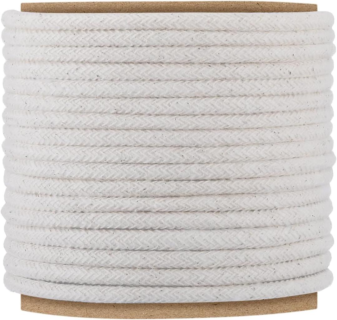 VitalCozy 1/4" Cotton Piping Cord 6 mm Natural Cording for Sewing Piping for Pillows and Other Soft Welt Applications (9.3 Yds)