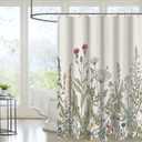 Extra Long Vintage Floral Shower Curtain for Bathroom, Waterproof Fabric Wildflower and Herb Shower Curtain with 12 Hooks, 72 x 84 Inch