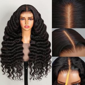 MEGALOOK Wear and Go Glueless Wigs Human Hair Pre Plucked Pre Cut 12A Loose Deep Wave Lace Front Wigs 6x5 Closure Wigs Human Hair 250% Density Loose Curly Wig Bleached Knots 30 Inch (30 Inch Plus, 6x5 Loose Deep)