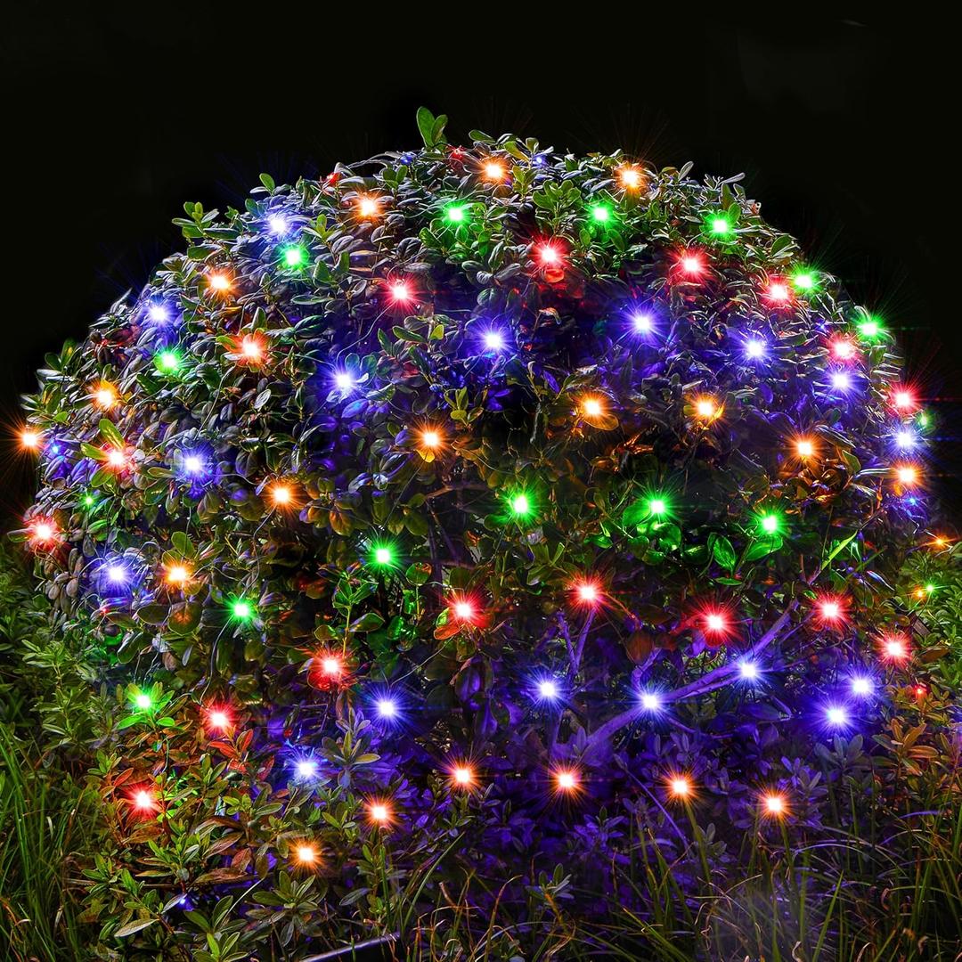 JOYIN 100 LED Christmas Net Lights,4X 6FT Christmas Mesh Lights with 8 Modes, Connectable, Waterproof for Bushes Trees Yard Indoor Outdoor Xmas Decorations (Multicolor)