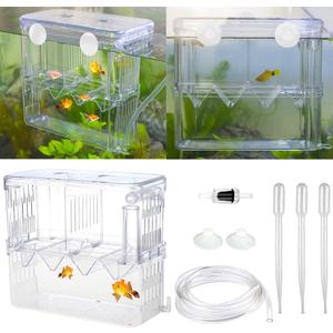 Senzeal Aquarium Fish Breeder Box Plastic Fish Isolation Breeding Box Hatching Incubator for Baby Shrimp Clownfish Guppy (Large)