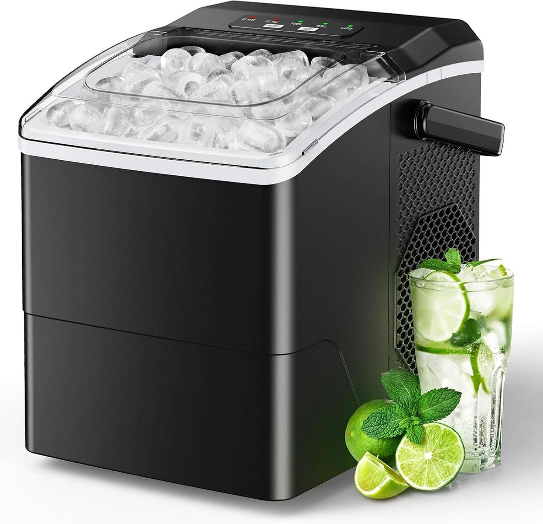 Silonn Countertop Ice Maker Machine, 26 lbs per Day, Fast Ice in 6 Minutes, Self-Cleaning Ice Maker, Compact Countertop Ice Machine for Home, Kitchen/Office/Parties,Black
