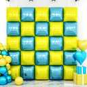Blue and Yellow Square Foil Balloon Wall,19 Inches Double Sided Square Balloons Tunnel Arch Kit for Bachelorette,Birthday,Baby Shower,Wedding,Anniversary Party Decorations