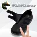 OrthoComfoot Men's Orthopedic Diabetic Extra Wide Walking Shoes: Adjustable Arch Support Plantar Fasciitis Slip-On for Swollen Feet, Comfortable Orthotic Easy Top Loafers for Foot and Heel Pain (Black)