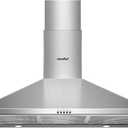 COMEEE' CVP36W6AST 36 Inch Ducted Pyramid Range 450 CFM Stainless Steel Wall Mount Vent Hood with 3 Speed Exhaust Fan, 5-Layer Aluminum Permanent Filters, Two LED Lights, Convertible to Ductless