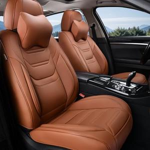 TIEHESYT Car Seat Covers Full Set, Breathable Leather Automotive Front and Rear Seat Covers & Headrest for Reduce The Driving Fatigue, Compatible with Most Vehicles, Cars (Brown, Front Pair)