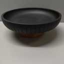 Mango Wood fruit bowl, Decorative black bowl with natural finish pedestal | 12" dia | Dual tone look | Use as Centerpiece for kitchen counter or dining table (Black)