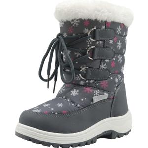Apakowa Kids Girls Insulated Fur Winter Warm Snow Boots ( 8 Toddler/Little Kid) (Grey)
