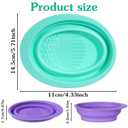 2PCS Brush Cleaning Mat, Foldable Makeup Brush Cleaning Pad, Silicone Makeup Brushes Cleaner Bowl, Portable Make Up Brushes Cleaner Pad, for Powder Puffs, and Sponges