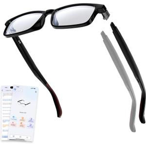 Gen3 Smart Translation Glasses  Bluetooth Glasses with Dual Temples (Bluetooth+Standard), Real-Time AI Interpreter, Touch Control, Voice Assistant  Lightweight for Travel, Work, Business (Black)
