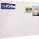 Scalloped Felt Bulletin Board, 36 x 24 Inches Foldable Pin Cork Board with 20 Pushpins - Decorative Cork Alternative for Wall, 3' x 2' Trifold Picture Self Adhesive Vision Prayer Board - Oatmeal