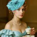 Feather Tea Party Hat - 1920s 50s Elegant Derby Fascinators with Hair Clip, 2025 Kentucky Fascinator Hat for Women (Light Blue)