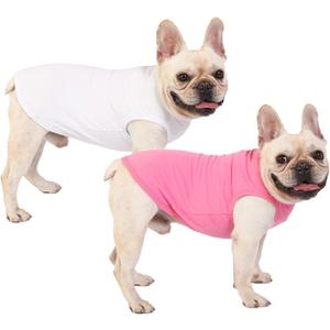 Dog Pink White Shirts,Soft Blank Cotton Tee-Shirt for Boy Girl Dogs,Plain XX-Large Labrador Clothes,XXL Pink White