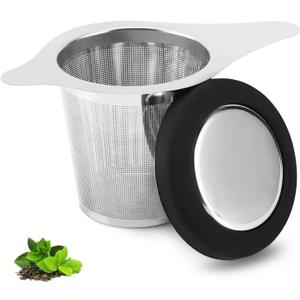Tea Infuser Basket Stainless Steel Tea Strainer Tea Filter With Small Strainer And Lid Tea Diffuser For Loose Leaf Tea Superior Brewing Experience (One Pack Silver)