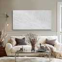 SHEYOYE White Textured Abstract Wall Art Canvas 24x48 Inch, Hand Painted Modern Wall Art, Minimalist Neutral Wall Decor, Canvas Wall Art for Living Room Bedroom, Gallery Wrapped Ready to Hang