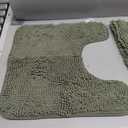 H.VERSAILTEX Bathroom Rugs Luxury Chenille Mat Set, Soft Plush Shower Rug + Toilet Mat, Microfiber Shaggy Carpet, Super Absorbent, Machine Washable (Curved Set, 32" x 20"/20" x 20", Loden) 