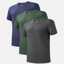 DAVID ARCHY Short Sleeve T Shirts for Men Lightweight Athletic Shirts Quick Drying Crew Neck Tees Summer Basic Tops, L, 3 Pieces