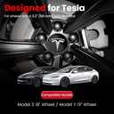 4 Pack Car Wheel Center Hub Cap Kit with 22 Lug Nut Covers, 2.2 in (56mm) Wheel Rim Covers Center Hubcaps with Emblem for Model 3 / Model Y, Black & Silver Exterior Decoration for Tesla
