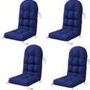 Adirondack Chair Cushion Set of 4, Rocking Chair Cushions, High Back Patio Cushions, Thickened Weather Resistant Patio Cushion with 6 Ties, Non Slip Fade & Waterproof (Navy Blue)