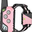 Shock Collar for Dogs, IP67 Waterproof Dog Training Collar with Remote, 3 Training Modes with Beep, Vibration, and Safe Static, Rechargeable E Collar for Large Medium (1 Pack, Pink)