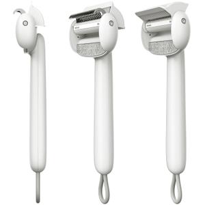 Self Cleaning Grooming Brush for Shedding Pets Rake Gently Removes Loose Undercoat Mats Tangled (White)