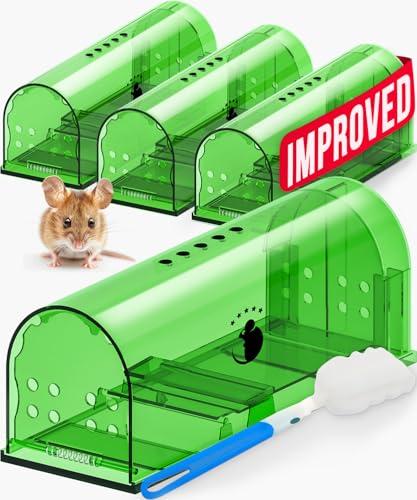 Motel Mouse Humane Mouse Traps No Kill Live Catch and Release 3 Pack - Reusable, Easy to Use & Clean, No Touch Release, Sensitive Includes Cleaning Brush, Instruction Manual & Video - Mousetrap Indoor