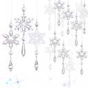 Boao AB Color 15 Pcs Crystal Snowflake Ornaments for Winter Valentine Acrylic Snowflake Wonderland Decorations for Party Favor Celebration